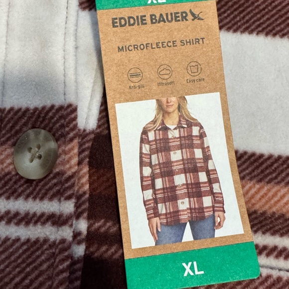 NEW Eddie Bauer Plaid Microfleece Button-up Shirt XL - Picture 3 of 6